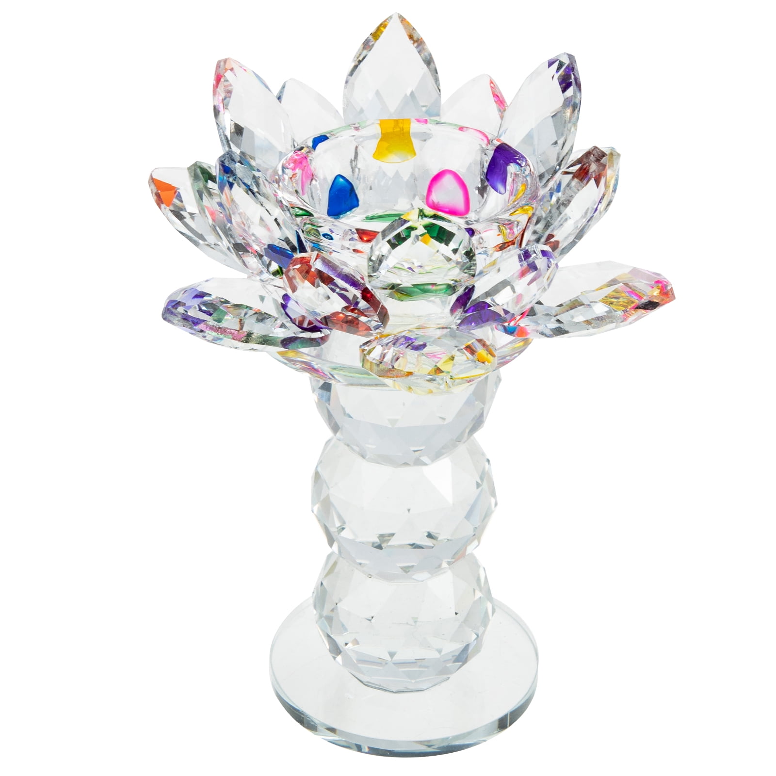 Lotusshaped Candlestick Butter Lamp Holder Candle Holder Crystal