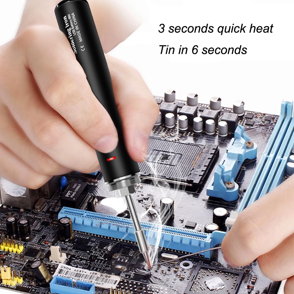 Treedix 10W Cordless Soldering Iron Pen USB Type-C Charging Soldering Tool Household Hand-held Soldering Pen Integrated Heating Core Adjustable Temperature Soldering Tool for Electronics,DIY