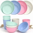 thumbnail image 3 of 16pcs Unbreakable Wheat Straw Dinnerware Sets, Lightweight Plates Cups And Bowls Sets, Dishwasher Microwave Safe, For RV Outdoor Camping, 3 of 5
