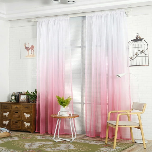 Vikakiooze Gradient Sheer Curtain Tulle Window Treatment Voile Drape Valance 1 Panel Fabric