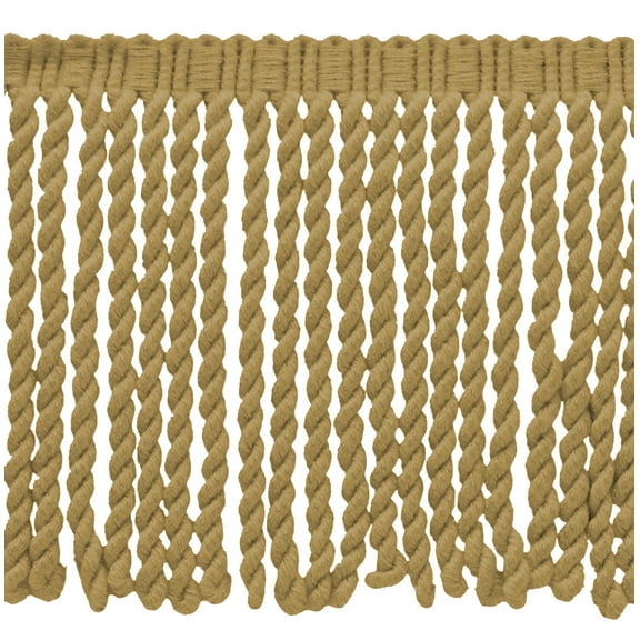 6" (15cm) Solid Cotton Rayon Mix Knitted Header Bullion Fringe Trim # BFS6,, Golden Beige #E16C (Dark Gold Beige) Sold By The Yard (36"/3 ft/0.9m)