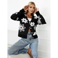 thumbnail image 4 of Women'S Floral Print Button Down Cardigan V Neck Drop Shoulder Knit Outerwear, 4 of 7