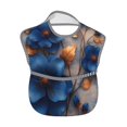 thumbnail image 2 of Susaid Elegant Blue Gold Blooms Print Bibs for Babies Toddlers Adjustable Waterproof Free Soft Durable Bibs for eating with Large Pocket Food Catcher, 2 of 8