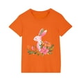 thumbnail image 3 of Jinhomg Cute T Shirt for Kid Soft Comfort Short Sleeve Cotton Tops Casual Floral And Bunny Graphic Tees Boys Girls Spring Summer Daily Wear Holiday Saving Orange 7 Years, 3 of 5