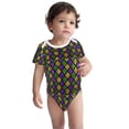 thumbnail image 3 of Daiia Mardi Gras Shiny Green Purple Printed Unisex-Baby Short Sleeve Onesies Bodysuits Baby Climbing Clothes Soft and Comfortable Romper with Expandable Shoulder Design-2 Years, 3 of 8