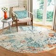 thumbnail image 1 of Safavieh Madison Collection MAD478B Modern Abstract Non-Shedding Dining Room Entryway Foyer Living Room Bedroom Area Rug, 5' x 5' Round, Cream / Orange, 1 of 5