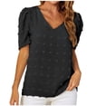 thumbnail image 1 of Blusa de manga corta con cuello en V de gasa con cuello en V para mujer a la moda informal de verano Pompotops  hkajfhjk469532, 1 of 7