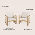 thumbnail image 4 of Gable Mid-Century Modern Roped Acacia Wood Outdoor Patio Chair with Cushions, Beige/Light Teak (Set of 2), 4 of 9