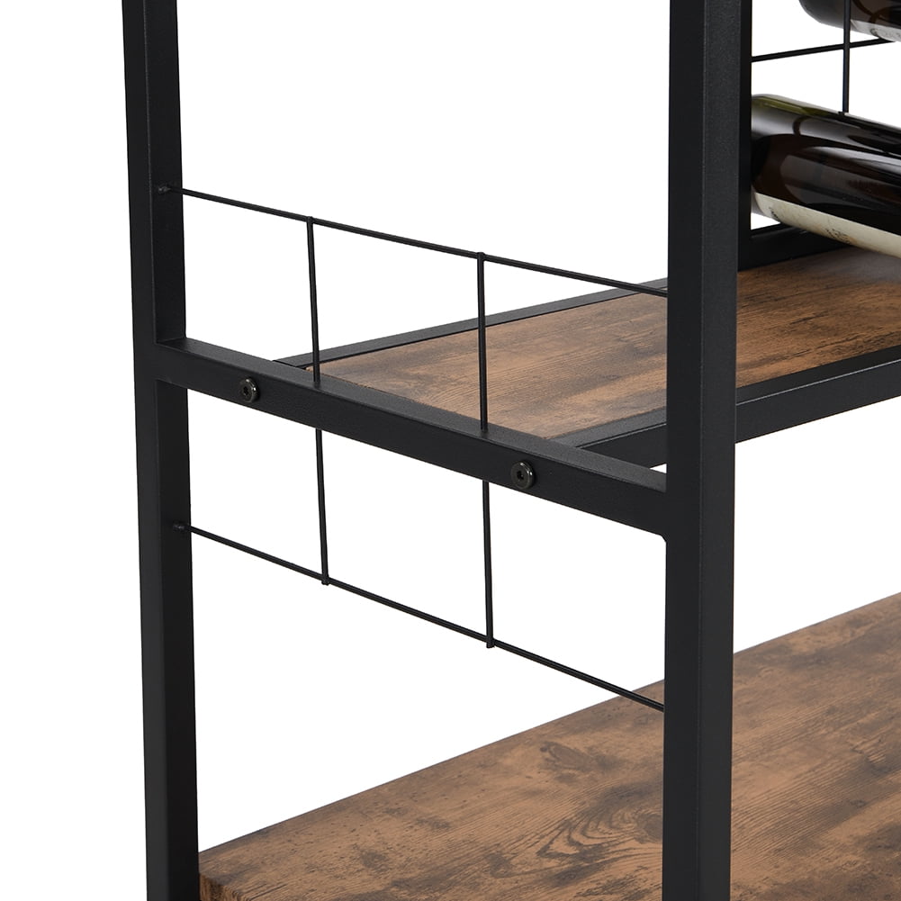 Private Jungle Industrial Wine Rack Table with Glass Holder, Wine Bar Cabinet with Storage,Brown Private Jungle Industrial Wine Rack Table with Glass Holder, Wine Bar Cabinet with Storage,Brown