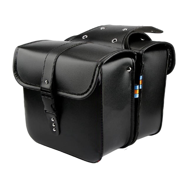 2x cicletas bolsas de silla de montar PU cuero para accesorios de s Negro