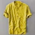 thumbnail image 2 of Puntoco Mens Clothing Clearance,Summer Men'S Cool and Thin Breathable Collar Hanging Dyed Gradient Cotton Shirt Yellow, 2 of 3