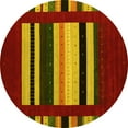 thumbnail image 1 of Ahgly Company Machine Washable Indoor Round Abstract Yellow Contemporary Area Rugs, 7' Round, 1 of 4