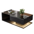 thumbnail image 1 of High-Gloss Coffee Table with Adjustable LED Lights and Drawer and Glass Tabletop, Modern Living Room Center Table, 39.4"x19.6"x12.7", 1 of 9