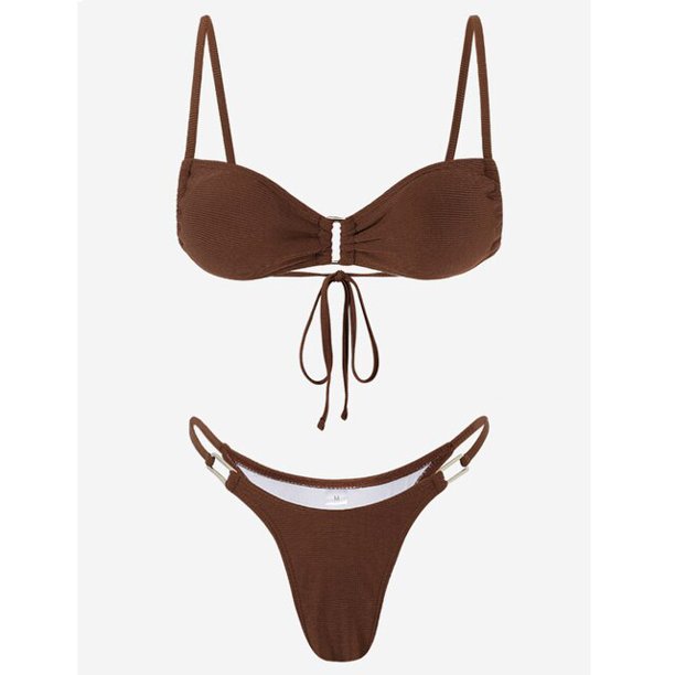 QWZNZGR New Bikini Push UpBiquini Ruffle Swimsuit Women Bikini High Cut