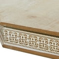 thumbnail image 6 of DecMode 28" x 30" Brown Wood Handmade Intricately Carved Scroll Accent Table, 1-Piece, 6 of 13