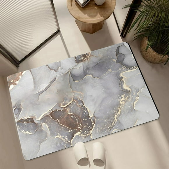 Tapis de Salle de Bain, Tapis de Sol en Terre de Diatomées à Séchage Rapide et Absorbant, Tapis de Porte d'Entrée Antidérapant en Caoutchouc Imperméable pour Salle de Bain, Toilette, Entrée