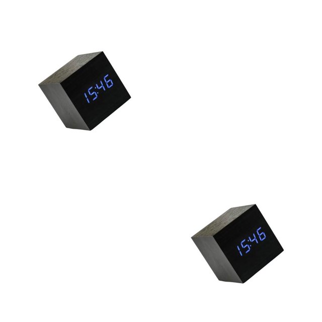 Yuarrent Despertador digital de escritorio, exquisito estilo simple para el hogar, mesita de noche para interiores, relojes de cuadrados, Negro 2piezas