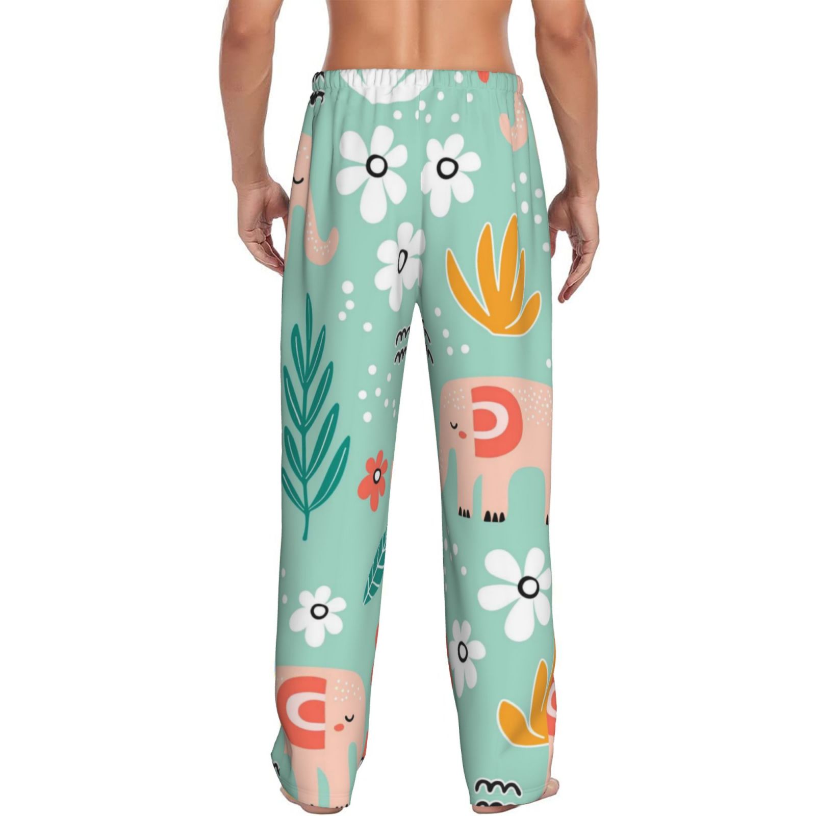 Xecao Elephant and Flowers Men's Straight Lounge Pajama Pants: The ...