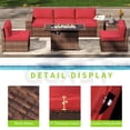 thumbnail image 3 of Aoxun 7-Piece Galvanized Steel Outdoor Conversation Sets with Coffee Table, Mix Brown/Red, 3 of 7