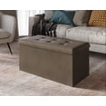 thumbnail image 2 of Home Design Florence Upholstered Folding Storage Bench with Foam Filled Seat, Multi-Purpose Rectangular Design for Seating, Footrest, or Hidden Storage in Living Room or Office, Suede Brown, 2 of 3