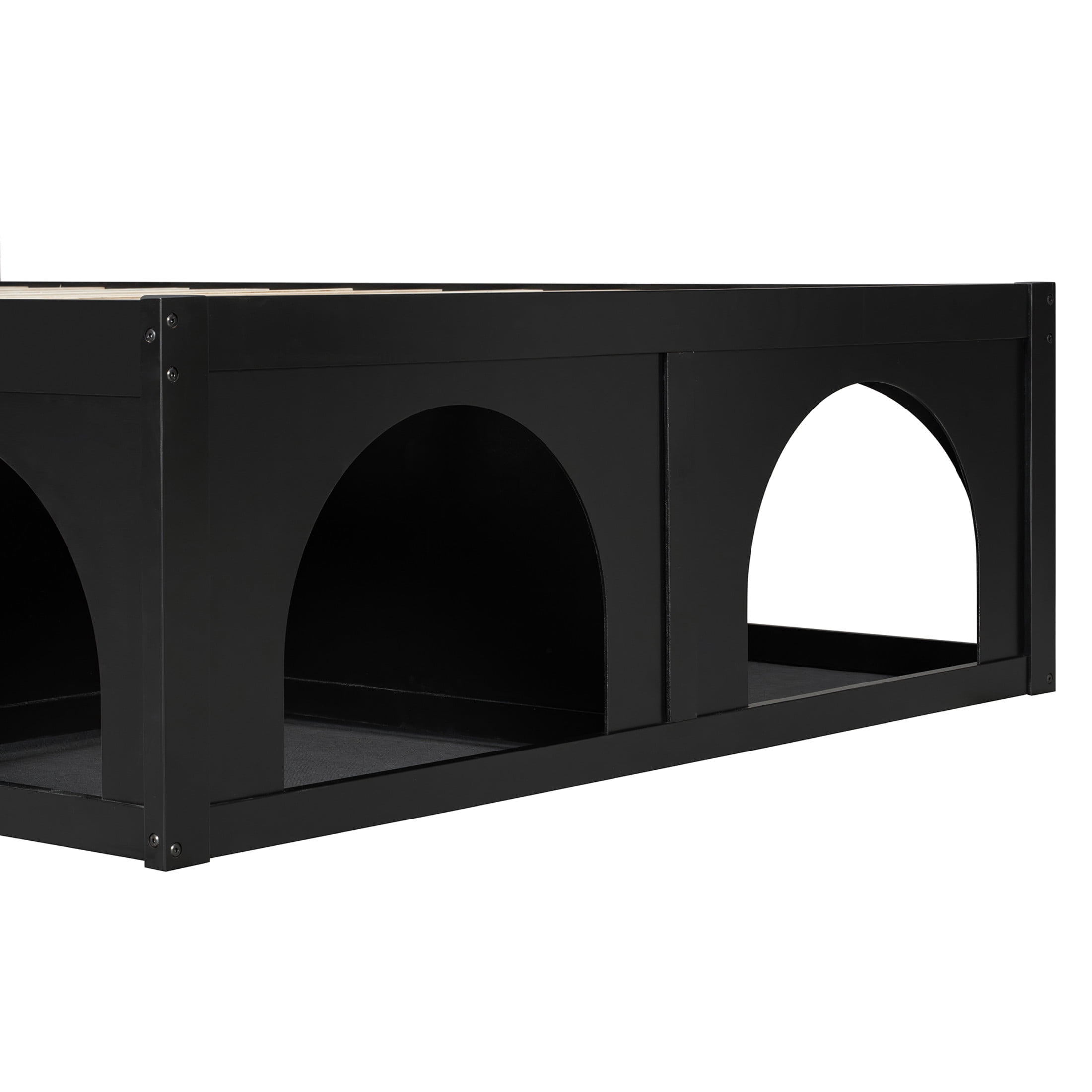 Christopher Knight Home Pet-Friendly Platform Bed with Nook, Upholstered Headboard, Queen Size, Black