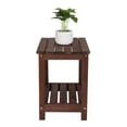 thumbnail image 4 of Hassch End Table, 2-Tier Rectangular Accent Side Table with Slatted Top and Open Shelf, Versatile for Lawn, Poolside, Bedroom, Office (Brown), 4 of 8
