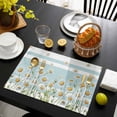thumbnail image 3 of Spring Daisy Placemats Set of 4, Watercolor Botanical Florals Aqua Stripes Placemats for Dining Table, Place Mats for Kitchen Tabletop, Waterproof Wipeable Dining Table Mats Set, 3 of 9