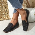 thumbnail image 2 of Rokment Womens Butterfly Ballet Flat Dress Shoes 2026 Spring Summer Fashion Hollow out Leather Square Toe Low Heel Casual Walking Slip on Loafers for Ladies Black Size 6, 2 of 7