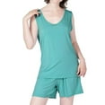 thumbnail image 3 of SWSMCLT Women's Boxer Loungewear Comfy Pajama Set Cool Above Knee Lounge Set Cotton Fall Breathable Mint X-Large, 3 of 5