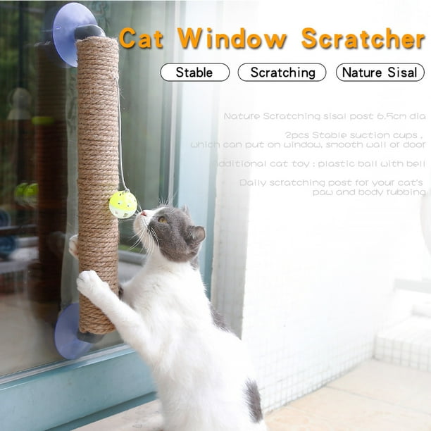 Wall Mounted Scratching Post with Hanging Ball Toy Cat Scratcher Cat