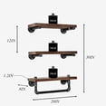 thumbnail image 2 of Industrial Pipe Shelves Wall Shelving Rustic Wood Shelf Storage Shelves 3 Tiers Wall Mount Pipe Design DIY Shelf Retro Wall Shelving (Black, 24" L), 2 of 6