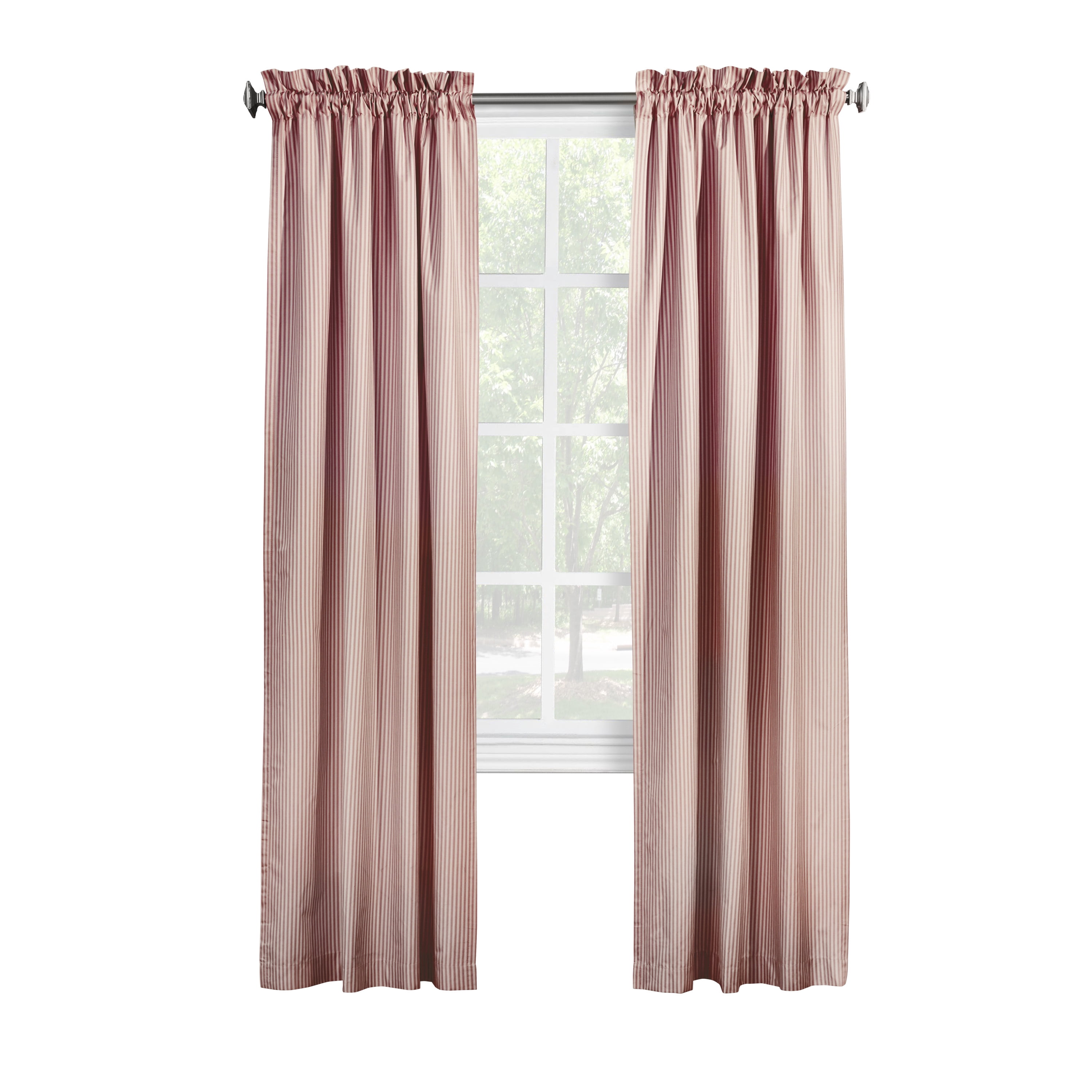 Twinning Pole Top Window Curtain Panel Pair each 40" x 45" in Burgundy
