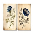 thumbnail image 2 of Designart "Vintage Blue Flower in Full Bloom III" Floral Wall Art Set Of 2 - Traditional Blue Gallery Wall Set For Home Decor, 2 of 6