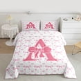 thumbnail image 2 of Homewish Letter Monogrammed A 3 Pieces Queen Comforter Set for Teens Boys Girls,Kawaii Pink Bow Ultra Soft Bedding Sets,Dreamy Princess Bedding Comforter Set Breathable,Lightweight Room Decor, 2 of 8