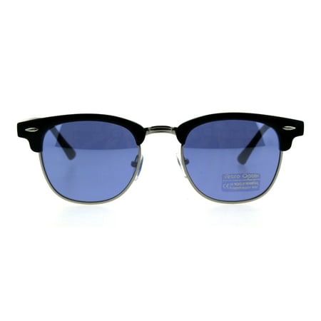 Mens Hipster Iconic Half Horn Rim Retro Sunglasses Blue