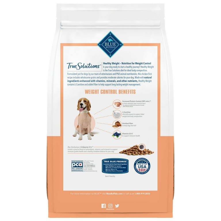 BLUE True Solutions Healthy Weight Adult Dog Dry Food Chicken 11 lb. Walmart