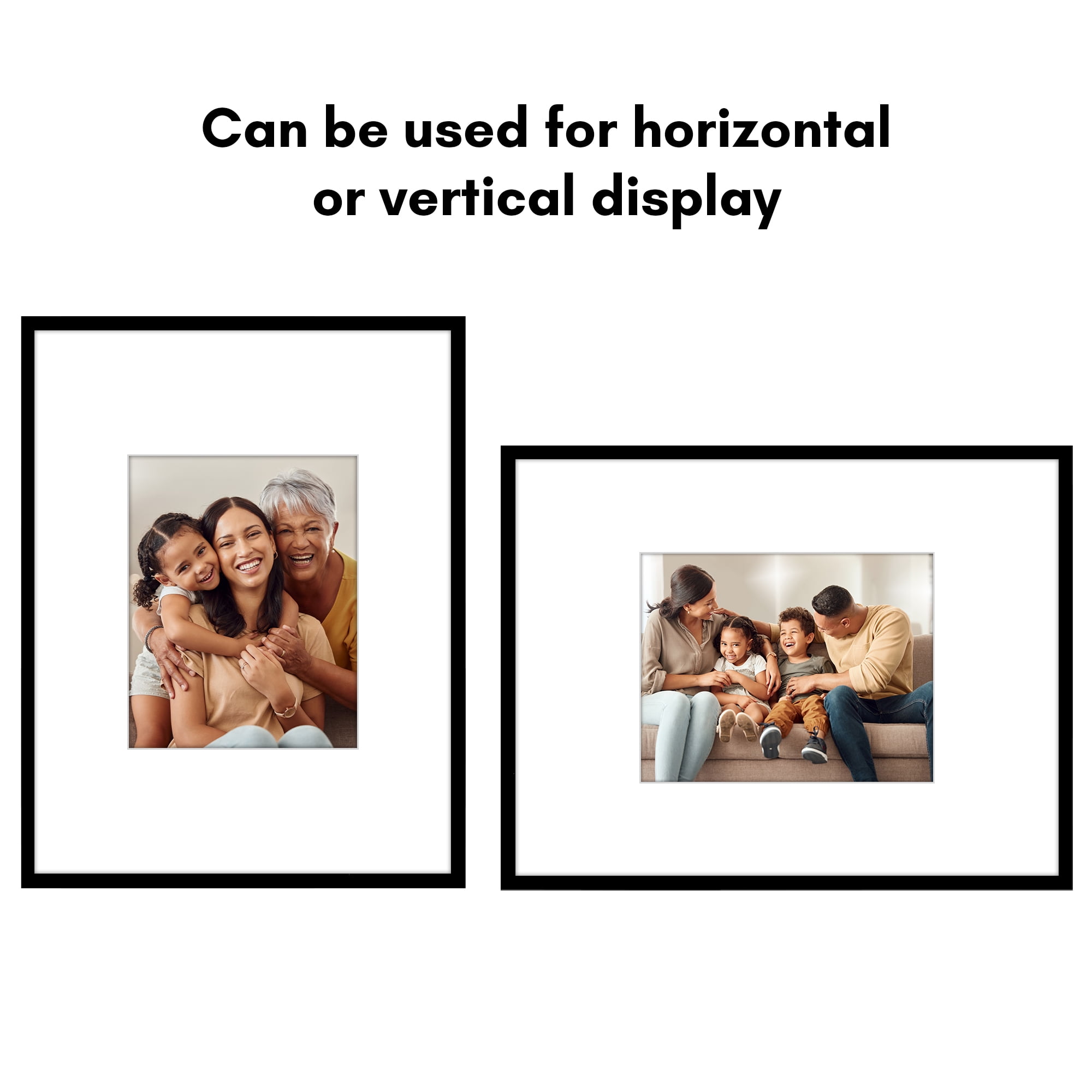 Americanflat 20x26 Picture Frame with Polished Plexiglass with 11x14 Mat Display Photo Streamline - Black