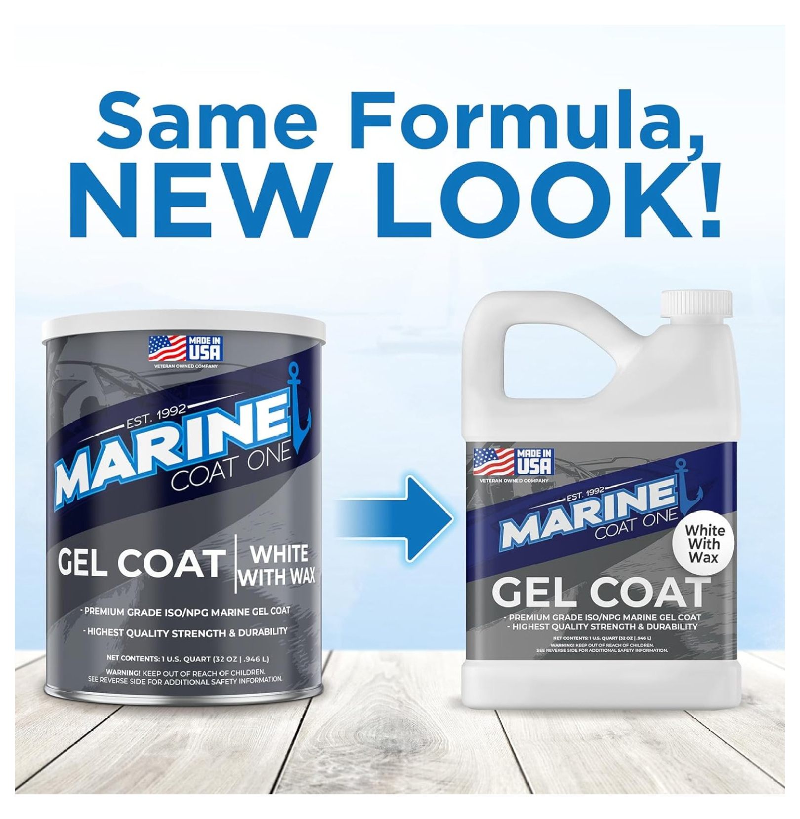 Marine Gel Coat Clear Quart With MEKP - ISO/NPG Wax-Free Boat Repair Coating