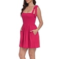thumbnail image 5 of HDE Women's Summer Mini Romper Dress with Built in Shorts Berry Red XL, 5 of 7