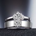 thumbnail image 2 of fastboy Adjustable White Gold Plated Open Ring Copper Rhinestone Studded Jewelry Lovers Couple Wedding, 2 of 8