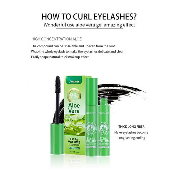 SDJMa Waterproof Mascara-Eye Black Aloe, Sweat Proof, Thick, Thin, Stain Free Eye Black 10ml-No clumping Superstrong Waterproof Mascara for Long-Lasting-Gluten & Cruelty Free