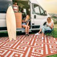 thumbnail image 3 of DEORAB Outdoor Rugs 6'x9' Waterproof Plastic Patio Mat Reversible Orange & White Non-Slip Geometric Design for Camping, RV, Balcony, Porch, Picnic, 3 of 8