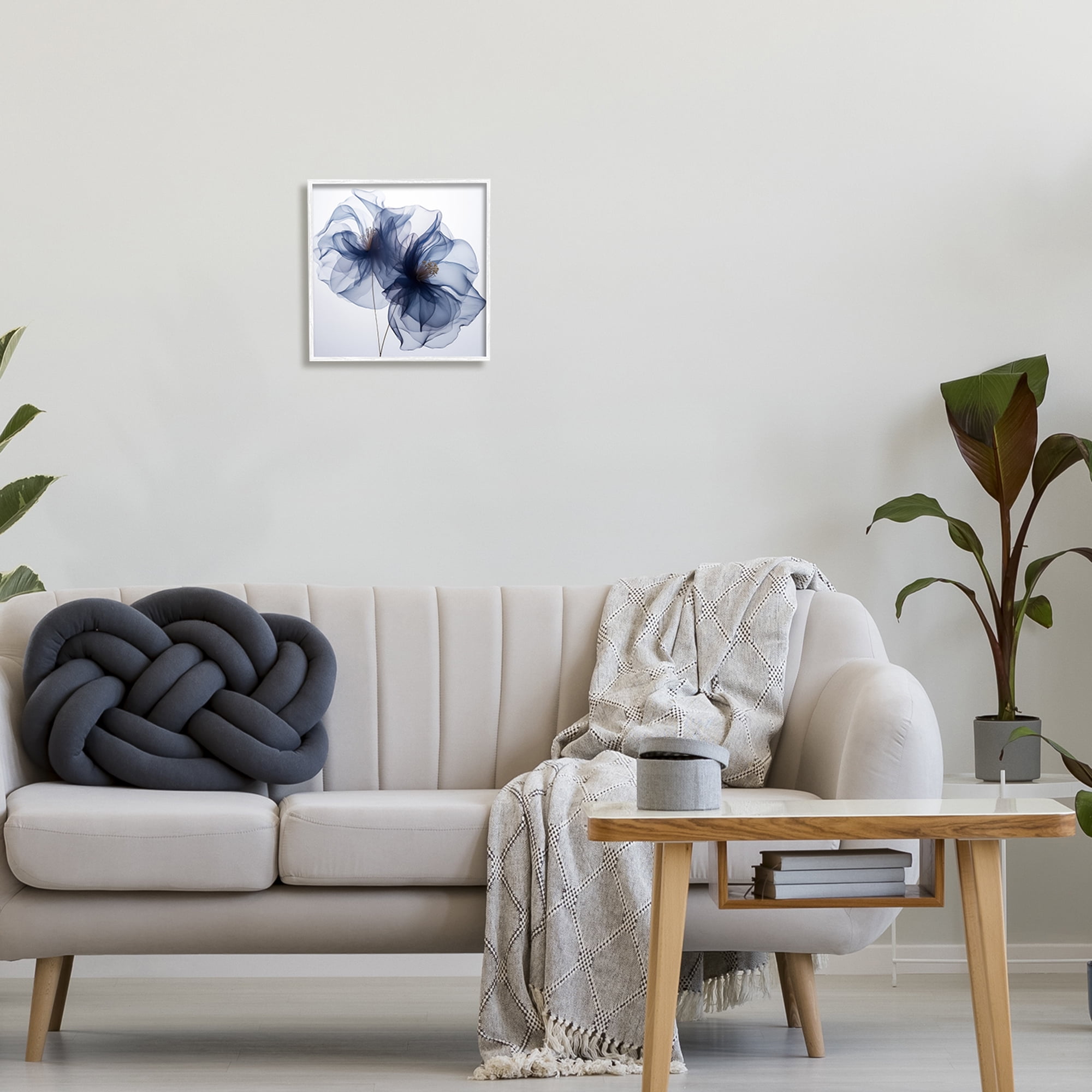 Stupell Industries Blue Modern Bloom Botanical & Floral Photography White Framed Art Print Wall Art, 12 x 12