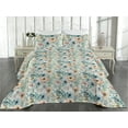 thumbnail image 2 of Ambesonne Spring Floral Quilted Bedspread Set 3 Pcs, Romantic Garden Bloom, Queen, Seafoam Peach White, 2 of 4
