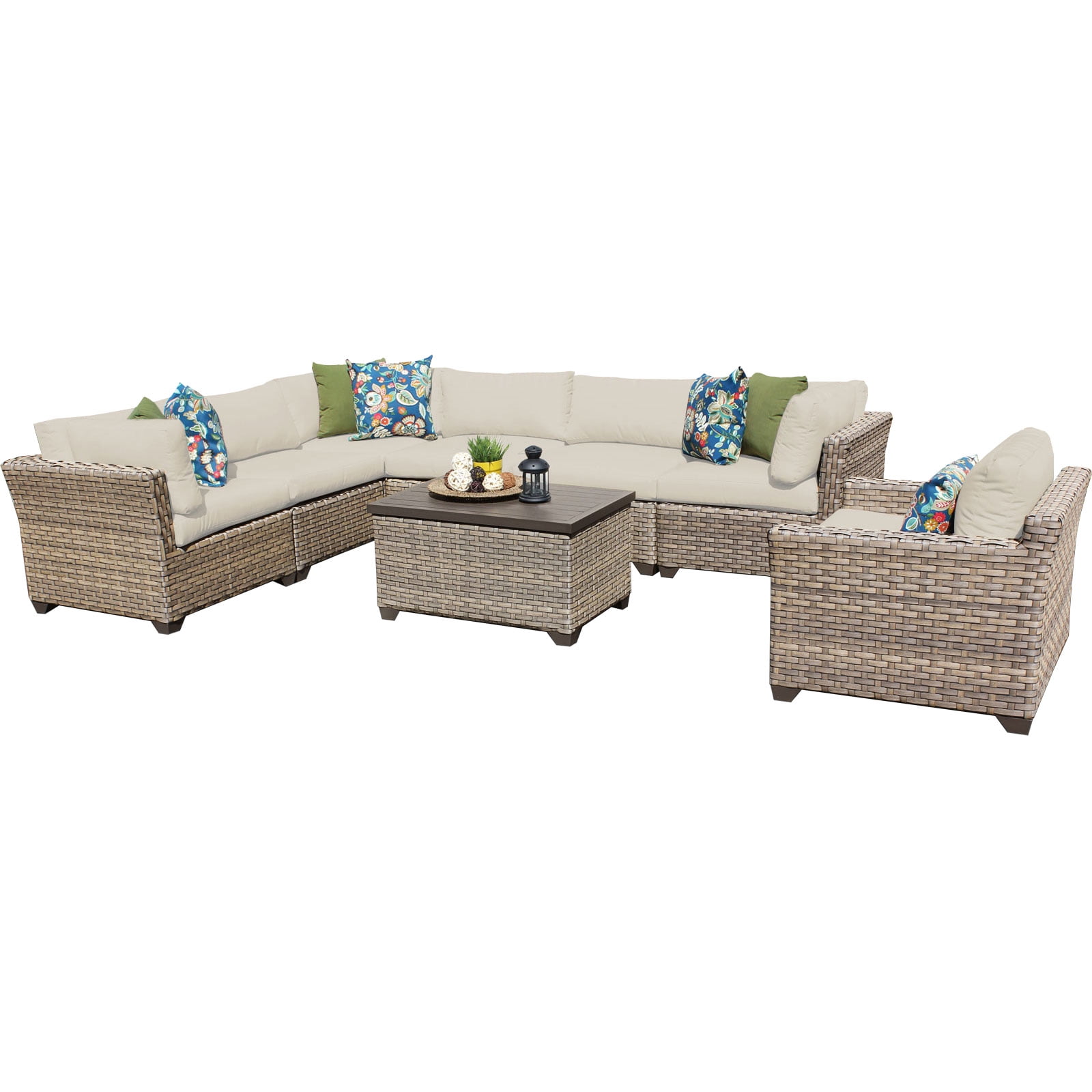 Hampton 8 Piece Outdoor Wicker Patio Furniture Set 08b