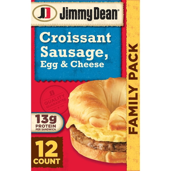 Jimmy Dean Sausage Egg & Cheese Croissant Sandwich, 54 oz, 12 Count (Frozen)