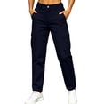 thumbnail image 2 of KIHOUT Womens Multi Pocket Cargo Pants High Waisted Straight Leg Solid Color Casual Hiking Pants with Flap Pockets Outdoor Trouser Slim Fit, 2 of 7
