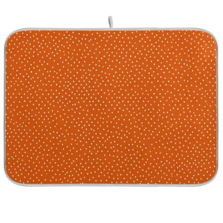 

Dish Drying Mat 16 x 18 Highly Absorbent Microfiber for Dishes Utensils Orange Dots