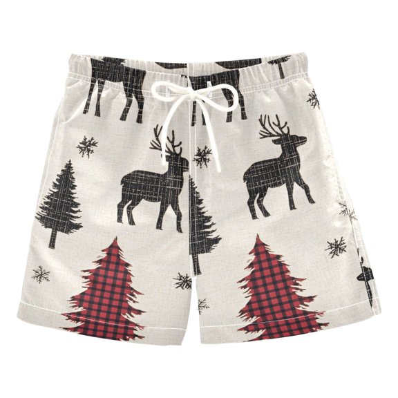 FORMRS Boys Swim Trunks Quick Dry Mesh Liner Boardshorts Sizes XS-XL, Christmas Plaid Forest