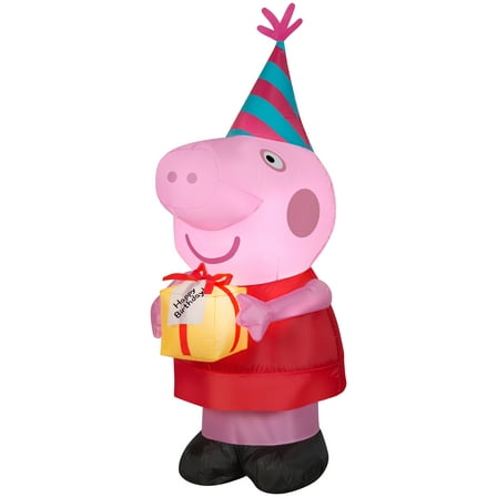 Gemmy Airblown Inflatable Birthday Party Peppa Pig, 3.5 ft Tall, Pink